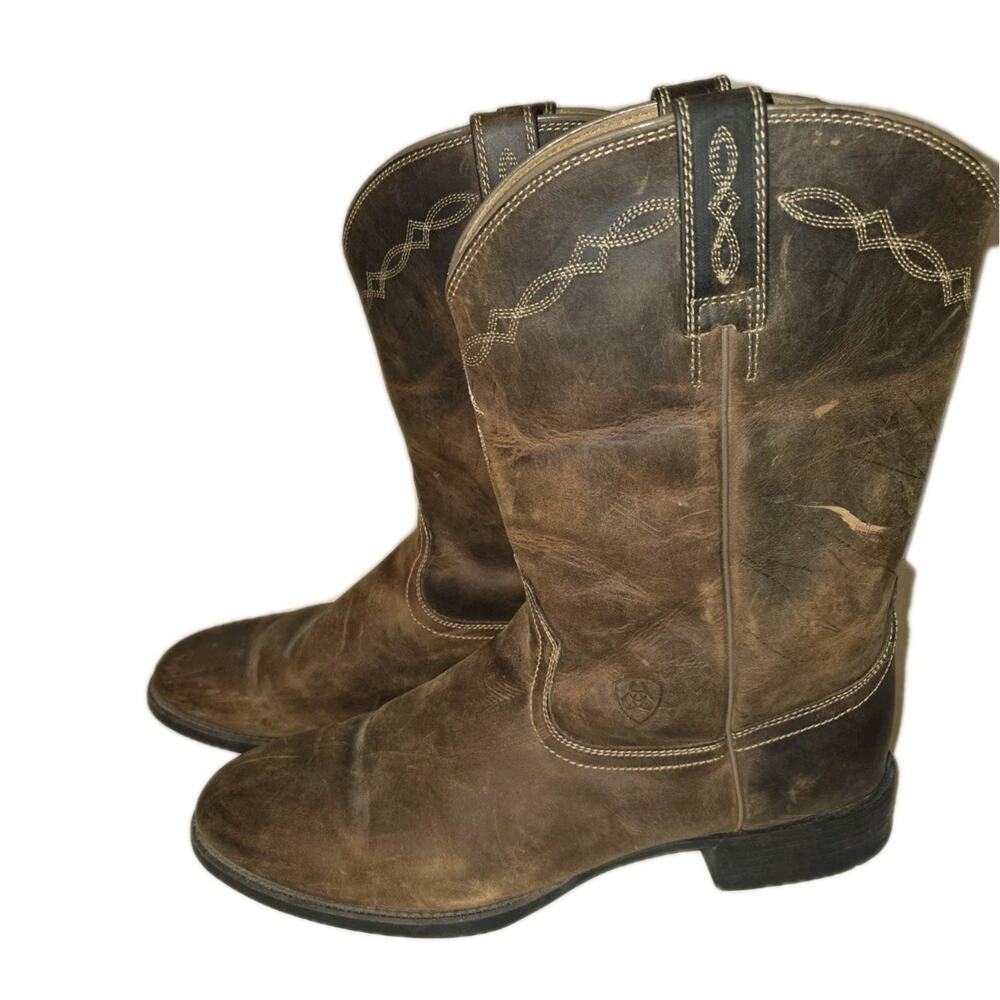 Ariat Heritage Roper Western Boots Distressed Brown Leather Men's 13D